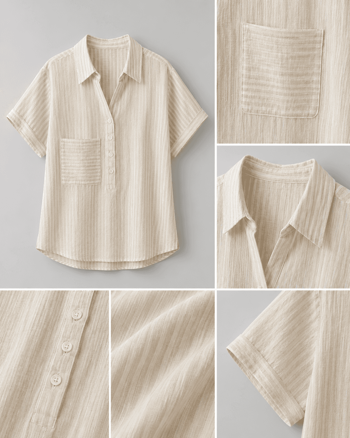 Blusa Viev beige rayas blancas S/M