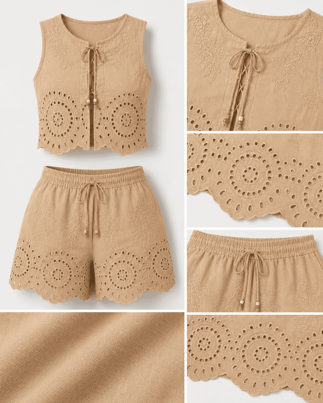 Set beige corto ojalillo L/XL