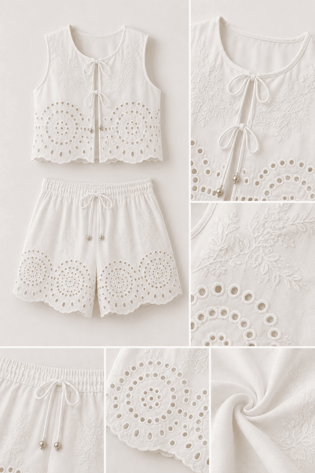 Set blanco hueso ojalillo L/XL