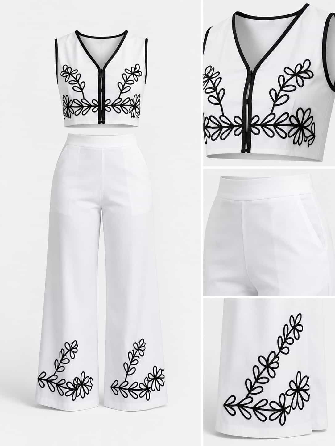 Set blanco con estampado negro M