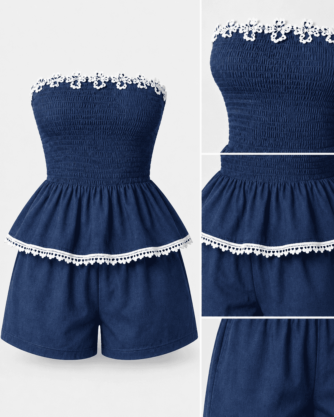 Set azul rey bordado blanco L