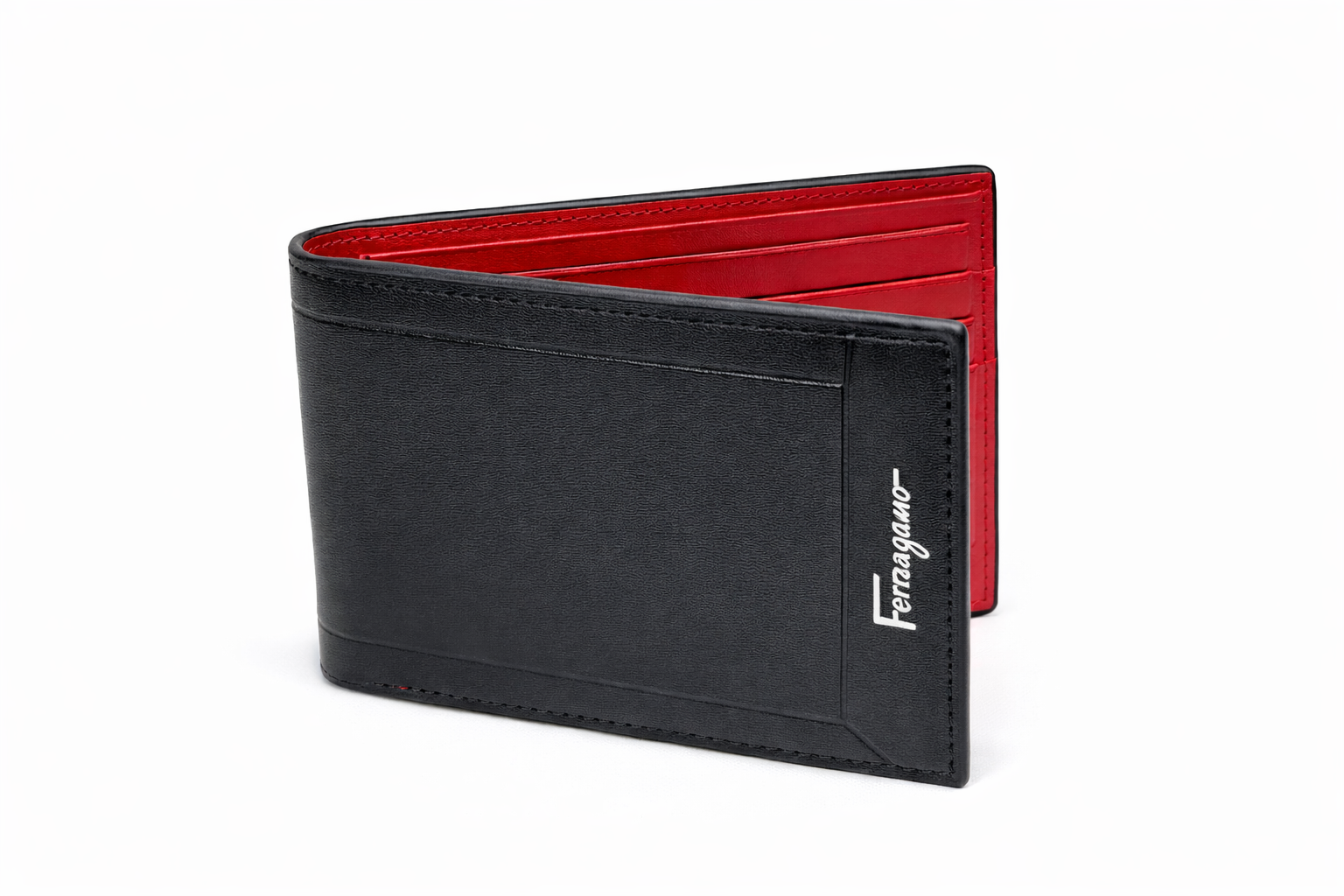 Billetera Ferragamo negro y rojo