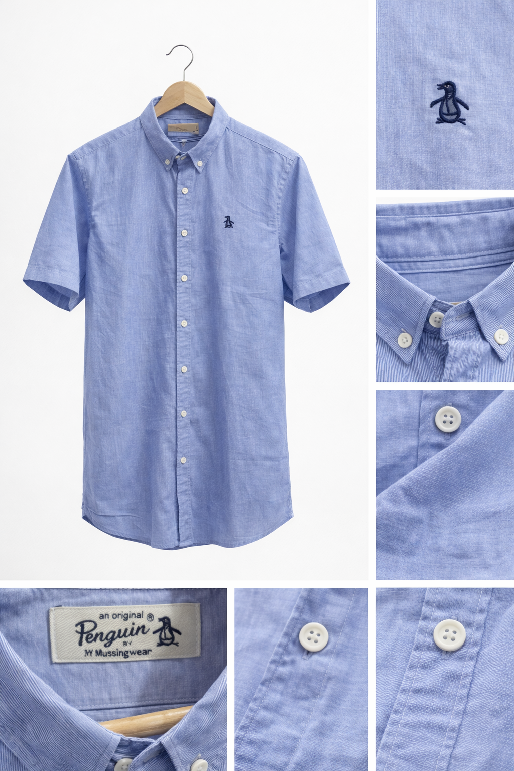 Camisa Penguin Azul zafiro tipo manga corta