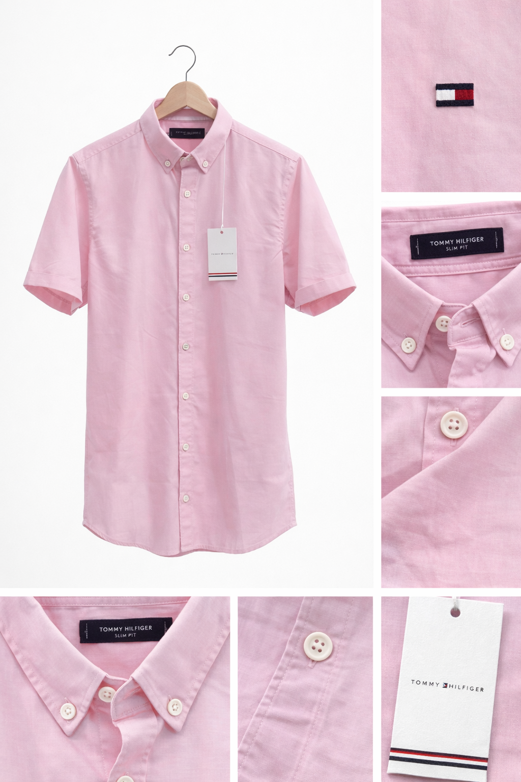 Camisa Tommy hilfiger Rosa pastel tipo manga corta