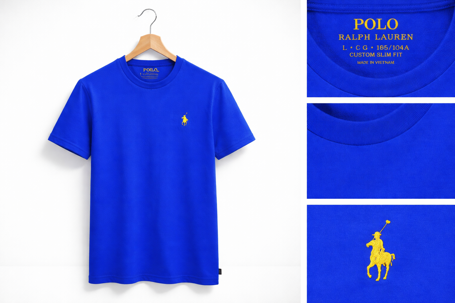 Camiseta Polo Ralph Lauren Azul logo amarillo tipo basica