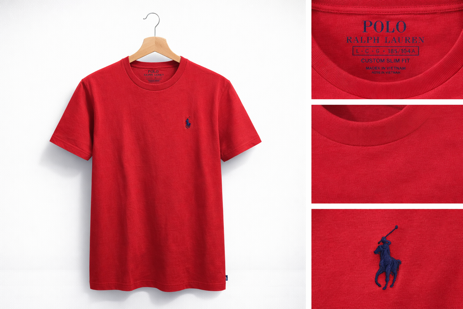 Camiseta Polo Ralph Lauren roja logo negro tipo basica