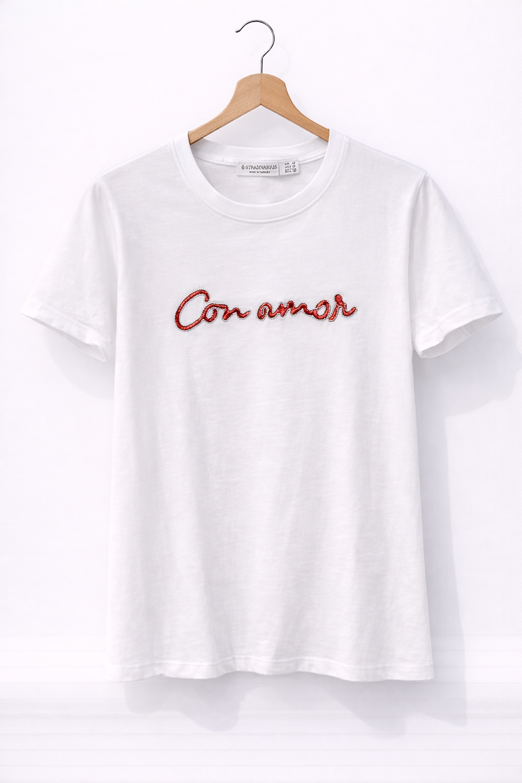 Camiseta Stradivarius blanco tipo basica